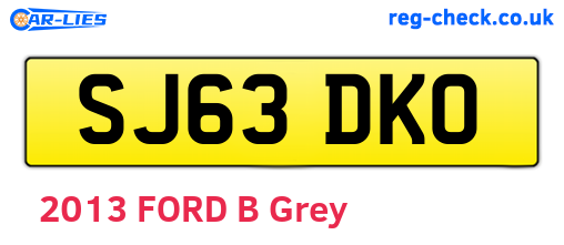 SJ63DKO are the vehicle registration plates.