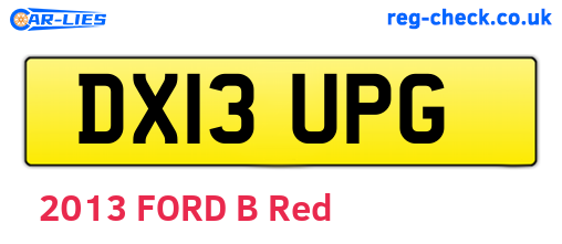 DX13UPG are the vehicle registration plates.
