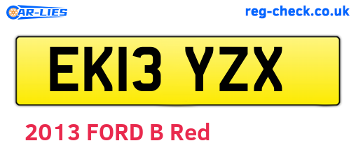 EK13YZX are the vehicle registration plates.