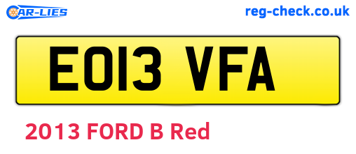 EO13VFA are the vehicle registration plates.