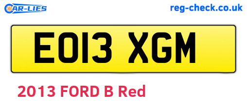 EO13XGM are the vehicle registration plates.