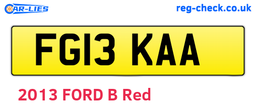 FG13KAA are the vehicle registration plates.