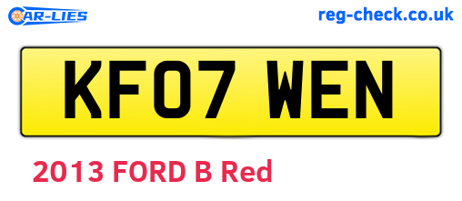 KF07WEN are the vehicle registration plates.