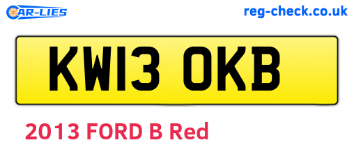 KW13OKB are the vehicle registration plates.