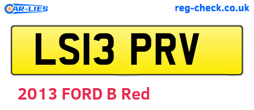 LS13PRV are the vehicle registration plates.
