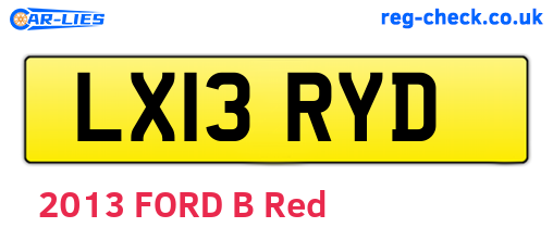 LX13RYD are the vehicle registration plates.