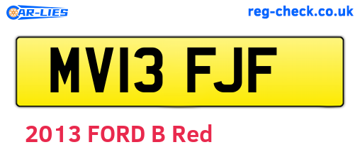 MV13FJF are the vehicle registration plates.