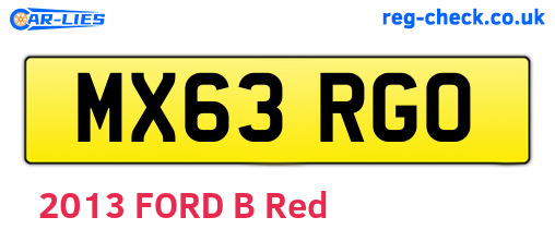MX63RGO are the vehicle registration plates.