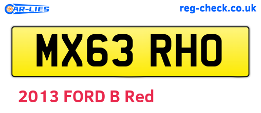 MX63RHO are the vehicle registration plates.