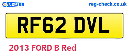 RF62DVL are the vehicle registration plates.