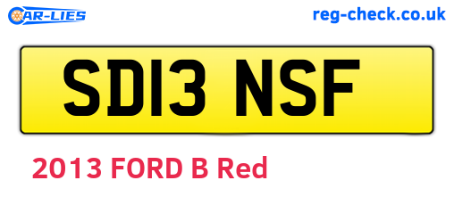 SD13NSF are the vehicle registration plates.