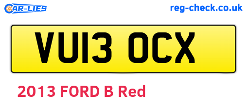 VU13OCX are the vehicle registration plates.