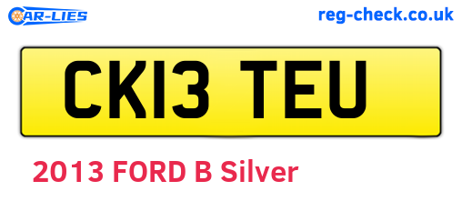 CK13TEU are the vehicle registration plates.