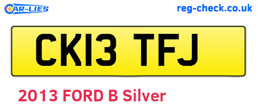 CK13TFJ are the vehicle registration plates.