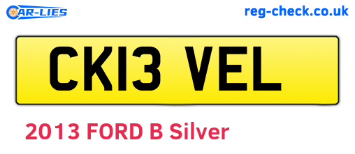 CK13VEL are the vehicle registration plates.