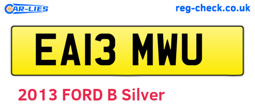 EA13MWU are the vehicle registration plates.