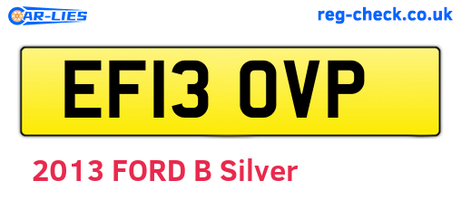 EF13OVP are the vehicle registration plates.
