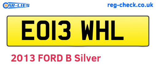 EO13WHL are the vehicle registration plates.