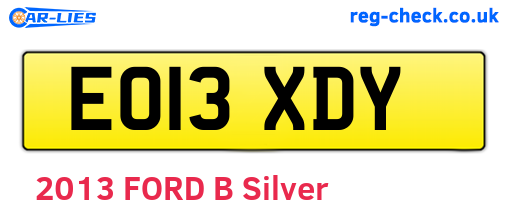 EO13XDY are the vehicle registration plates.