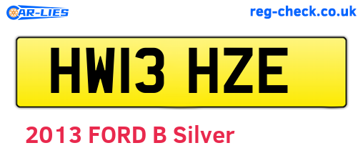 HW13HZE are the vehicle registration plates.