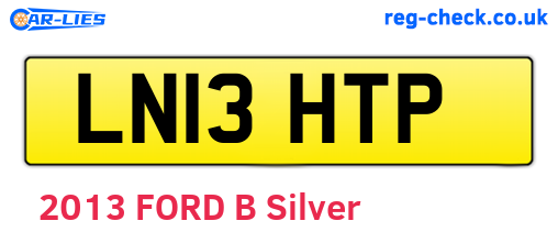LN13HTP are the vehicle registration plates.