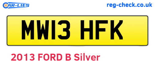 MW13HFK are the vehicle registration plates.