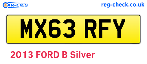 MX63RFY are the vehicle registration plates.