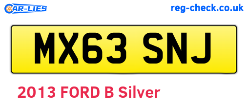 MX63SNJ are the vehicle registration plates.