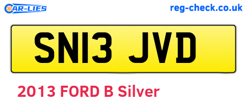 SN13JVD are the vehicle registration plates.