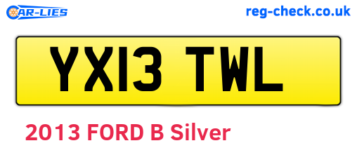 YX13TWL are the vehicle registration plates.