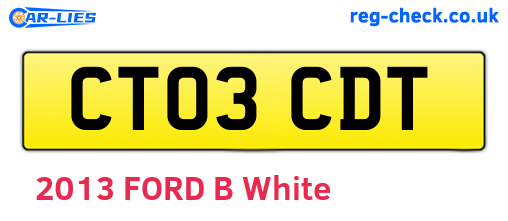 CT03CDT are the vehicle registration plates.
