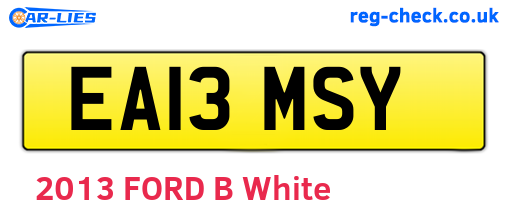 EA13MSY are the vehicle registration plates.