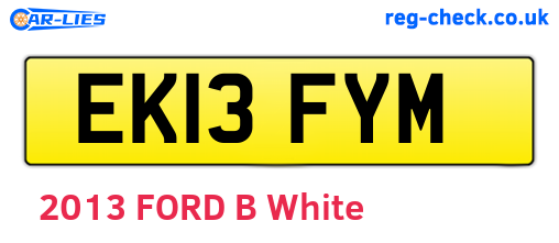 EK13FYM are the vehicle registration plates.
