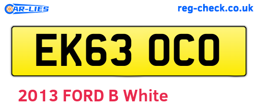 EK63OCO are the vehicle registration plates.