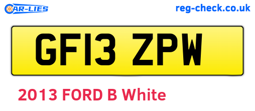 GF13ZPW are the vehicle registration plates.