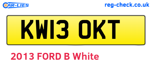 KW13OKT are the vehicle registration plates.