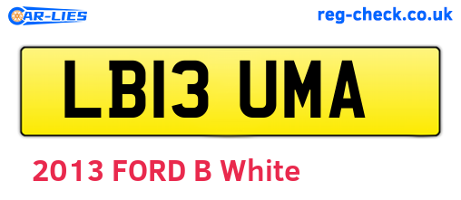 LB13UMA are the vehicle registration plates.