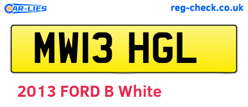 MW13HGL are the vehicle registration plates.