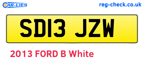 SD13JZW are the vehicle registration plates.