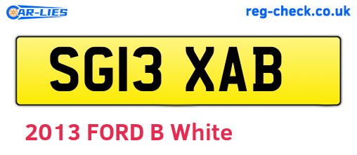 SG13XAB are the vehicle registration plates.