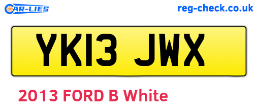 YK13JWX are the vehicle registration plates.