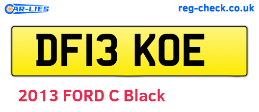 DF13KOE are the vehicle registration plates.