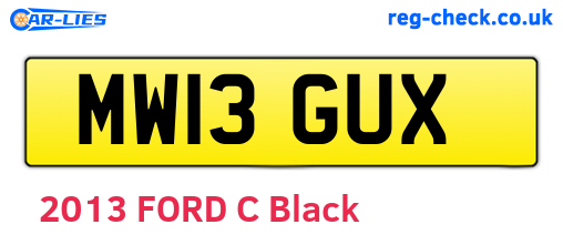 MW13GUX are the vehicle registration plates.