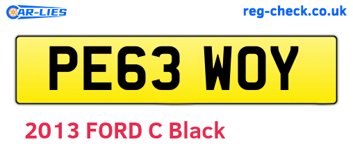 PE63WOY are the vehicle registration plates.