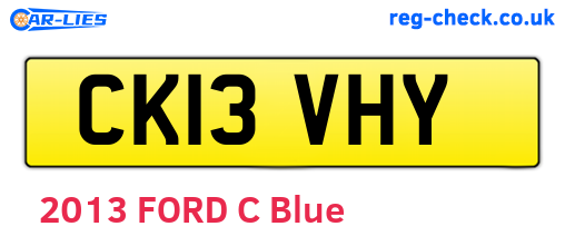 CK13VHY are the vehicle registration plates.