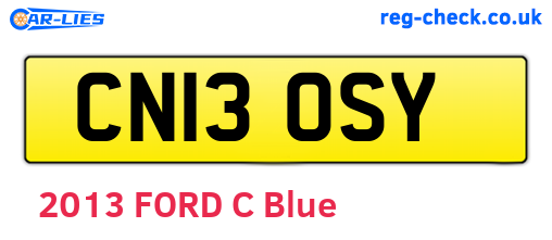 CN13OSY are the vehicle registration plates.