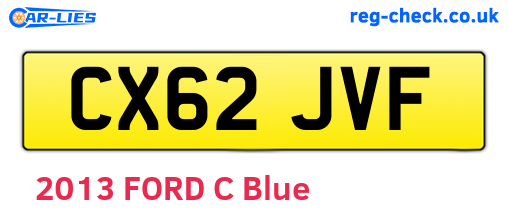 CX62JVF are the vehicle registration plates.