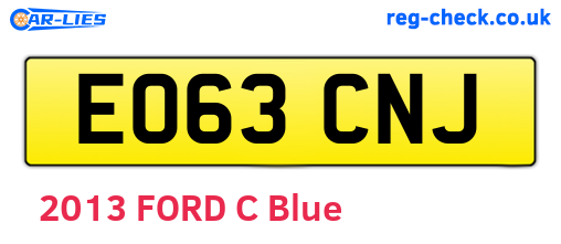 EO63CNJ are the vehicle registration plates.