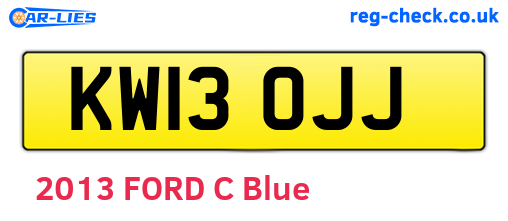 KW13OJJ are the vehicle registration plates.