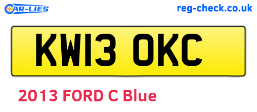 KW13OKC are the vehicle registration plates.